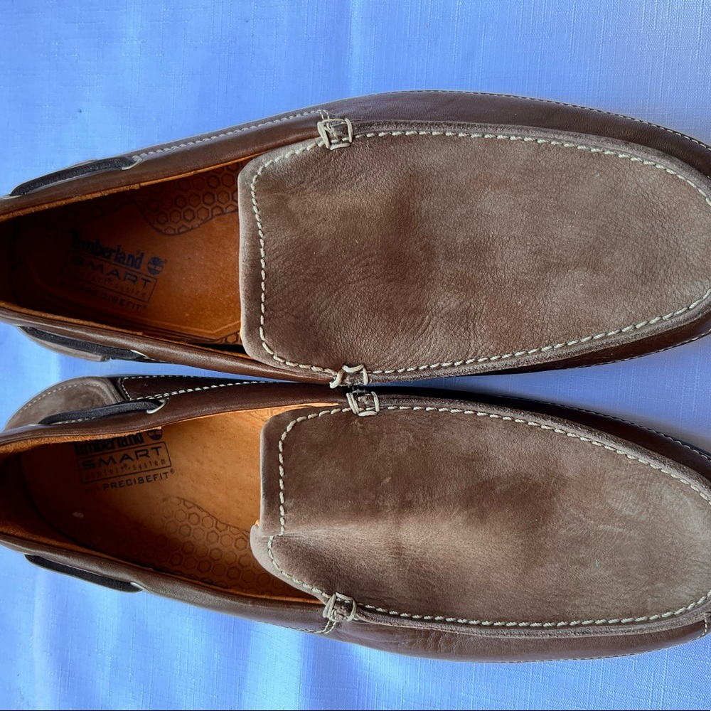 Timberland Men’s Suede and Leather Brown Loafers Slip on Shoes 11/11.5 Like New